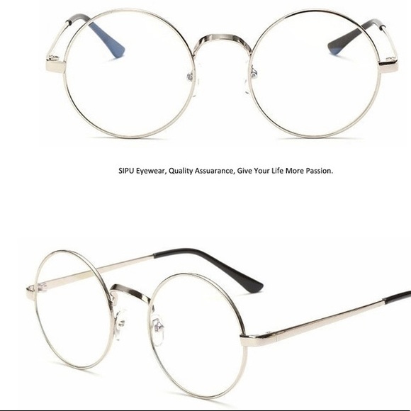 NWT VSCO Silver Rimmed Clear Round Glasses Trendy - Picture 4 of 6